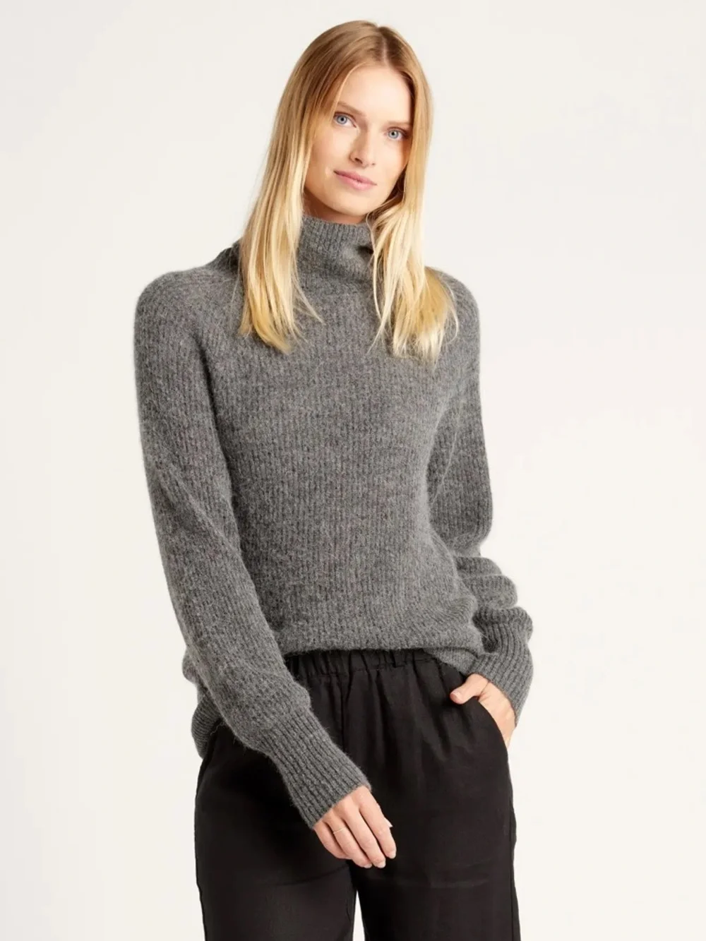 Quince Baby Alpaca Wool Blend Turtleneck Sweater Charcoal Gray Size Small - Picture 1 of 8